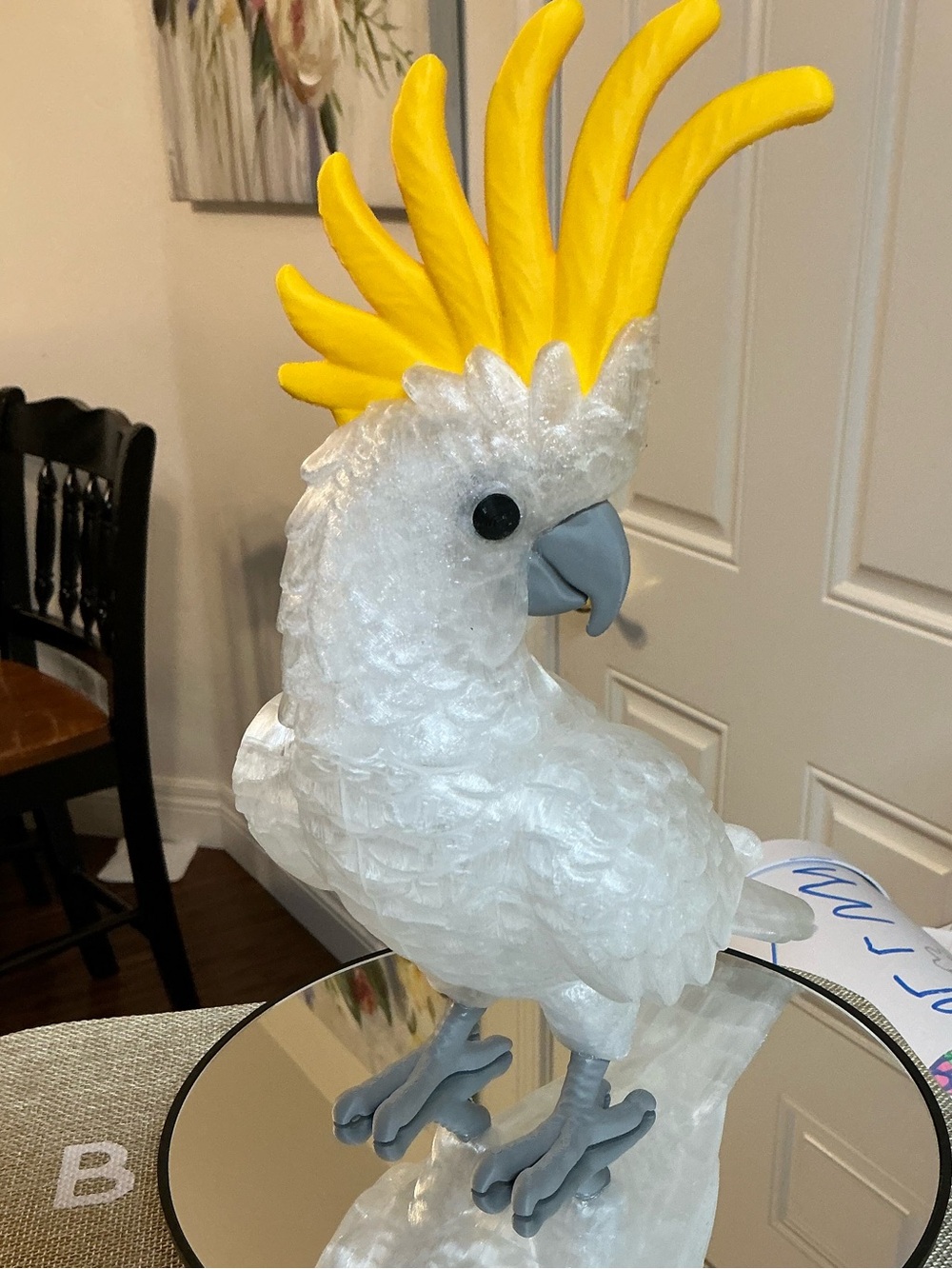 White Cockatoo Figurine with Yellow Crest